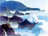 Waves crashing over rocks
