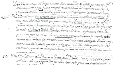 Description of the 26 December 1775 earthquake in the original manuscript of Font’s shorter diary…