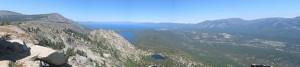 View from Echo Peak, including the Angora Lakes