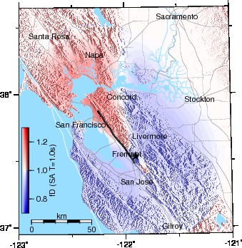 Campbell and Bozorgnia, Fremont epicenter, fD SA10
