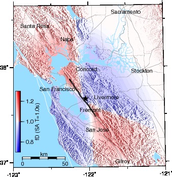 Campbell and Bozorgnia, Hayward epicenter, fD SA10