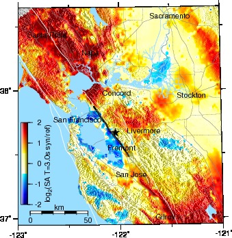 Graves/Campbell-Bozorgnia, Hayward epicenter, SA30 difference
