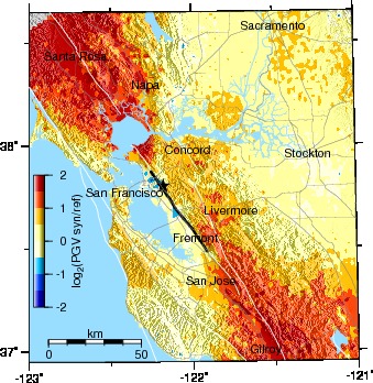 Graves/Campbell-Bozorgnia, Oakland epicenter, PGV difference