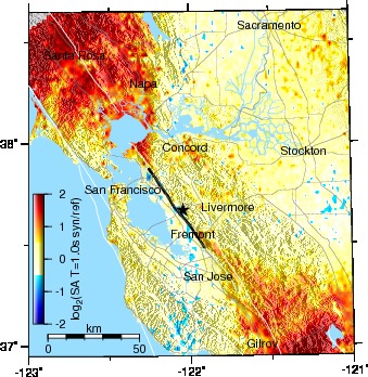 Graves/Campbell-Bozorgnia, Hayward epicenter, SA10 difference