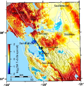 Graves/Campbell-Bozorgnia, Hayward epicenter, SA30 difference