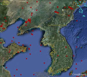 Map showing earthquakes in North Korea since 2005/ CTBTO on Flickr