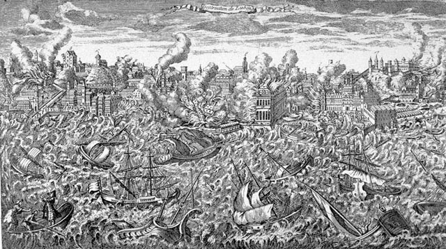 絵画 Earthquake Lisbon earthquake of 1755 | Great Lisbon Quake, Tsunami