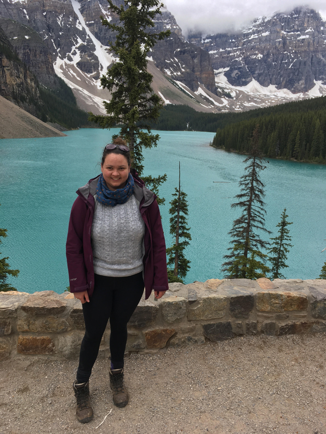 Rebecca Salvage at Moraine Lake in Canada