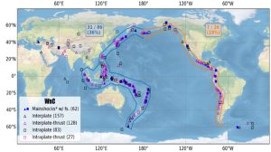 map of circum-Pacific foreshocks