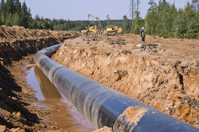 gas pipeline in trench ready for burial