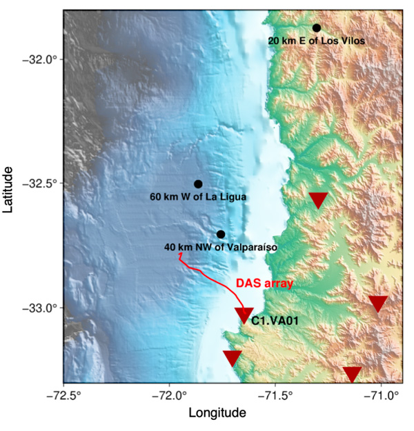 map of study area offshore Chile