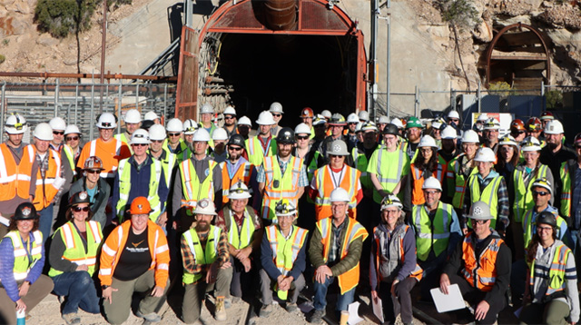 [caption id="attachment_41055" align="aligncenter" width="640"] The Physics Experiment 1-A field team outside the entrance to P-tunnel at Nevada National Security Site. | LLNL[/caption]