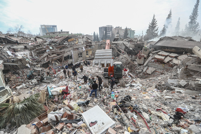 Damaged buildings in Kahramanmaraş after 7.8 magnitude earthquake in Türkiye