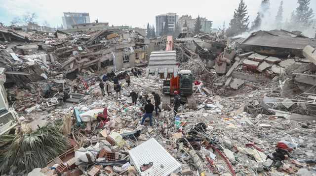 Damaged buildings in Kahramanmaraş after 7.8 magnitude earthquake in Türkiye