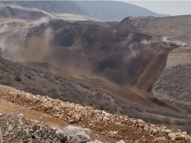 still image of 2024 Copler gold mine landslide in Turkey taken from YouTube video