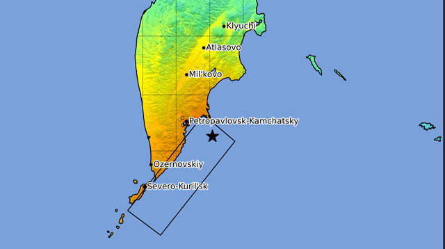 USGS ShakeMap for 2025 Kamchatka Pennisula Earthquake