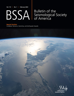 Cover of BSSA 113-1 showing satellite view of Caribbean