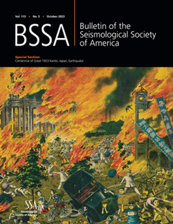 Cover of BSSA 113-5 showing painting of 1923 Kanto earthquake and fire
