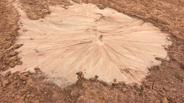 photo of soil liquefaction after 2016 Pawnee earthquake