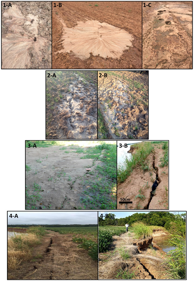 photos of soil liquefaction after 2016 Pawnee earthquake