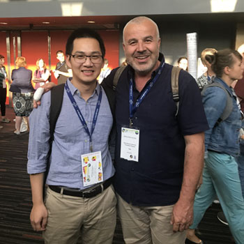 Phạm with Karim Aoudia at IUGG Meeting 2019 in Montreal