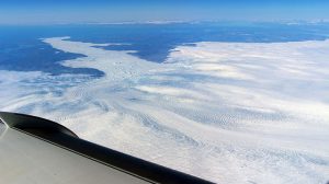 calving front of Jakobshavn glacier as seen from a plane